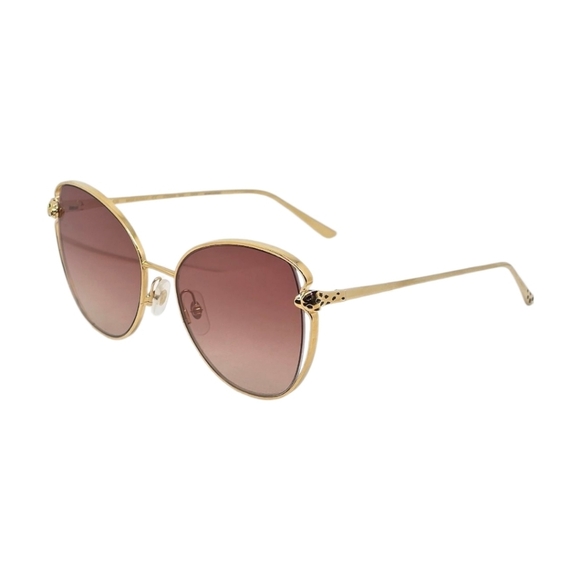 CARTIER SUNGLASSES ENAMEL Elegant Gold Sunglasses with pinkish Lenses - Picture 3 of 9